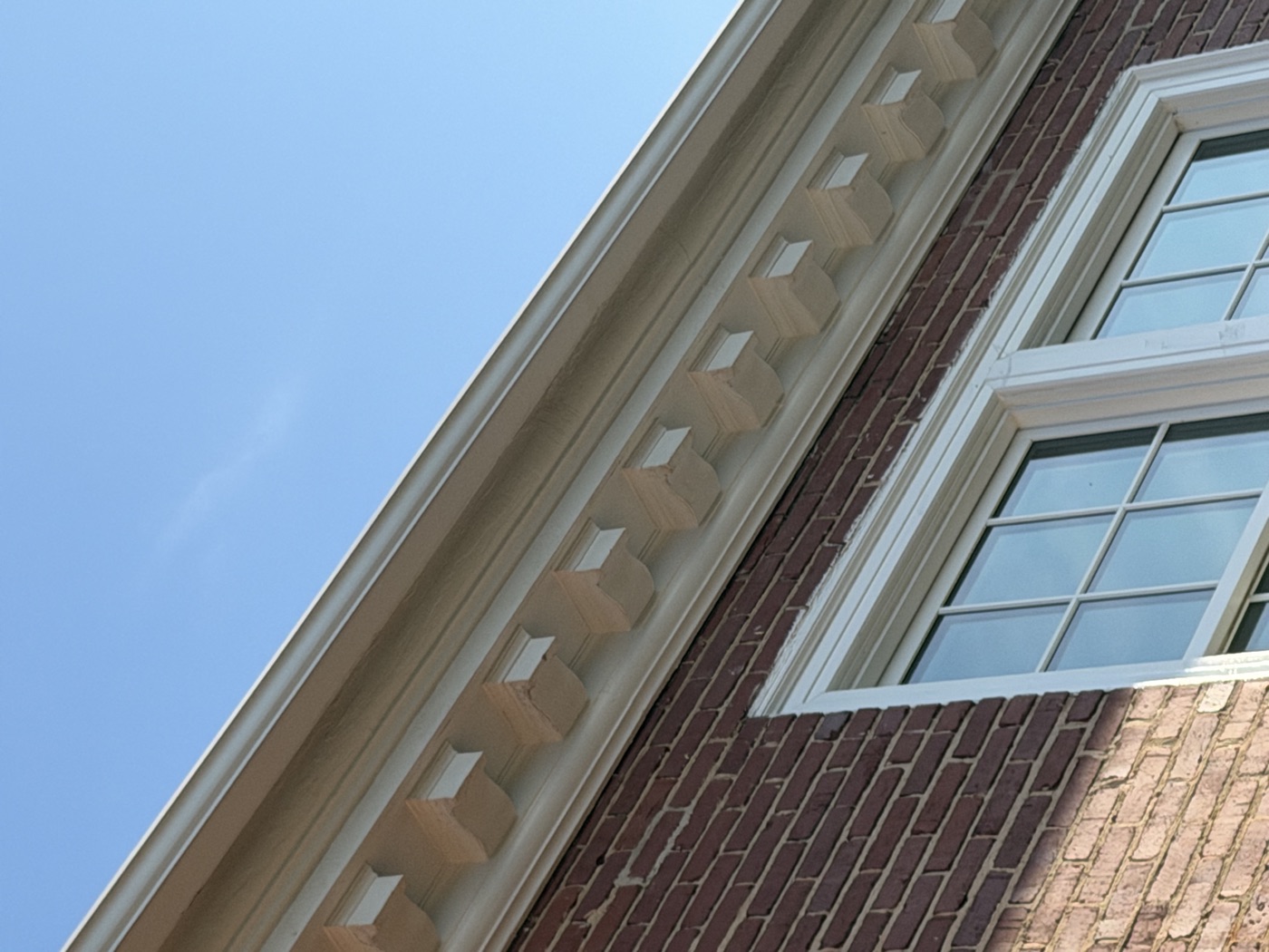 Building exterior after pressure washing